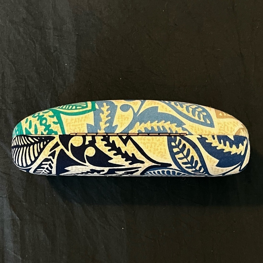 Vera Bradley Eyeglass Sunglass Hard Case Hinged Santiago Leaf Print Blue Tan - Picture 3 of 11